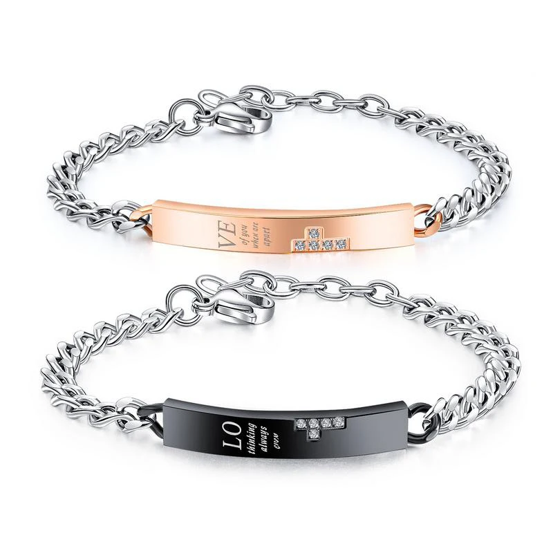 Classic Zircon Cross Lover Bracelets Bangles Jewelry Stainless Steel Chain Link Couple Bracelet (KSS242), Same as the picture
Classic Zircon Cross Lover Bracelets Bangles Jewelry Stainless Steel Chain Link Couple Bracelet (KSS242), Same as the picture