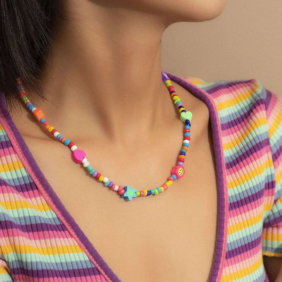 Latest Ins new popular handmade native bohemian style thick seed beads clay fruit choker necklace, Picture
Latest Ins new popular handmade native bohemian style thick seed beads clay fruit choker necklace, Picture