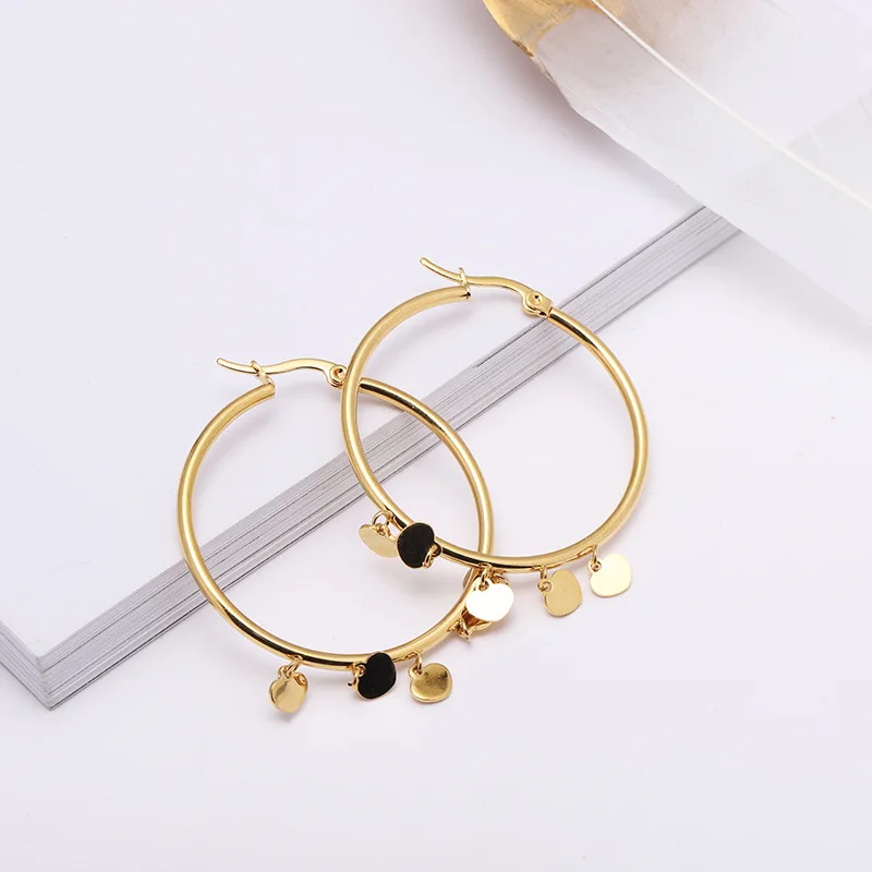 ES1040 High Quality Gold Plated Stainless Steel Hoop Earrings with Moon Star Heart Charms
ES1040 High Quality Gold Plated Stainless Steel Hoop Earrings with Moon Star Heart Charms