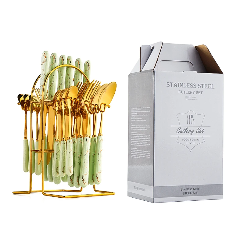 24pcs Cutlery Set Gold Stainless Steel Fork Knife and Spoon Mirror Polishing Dining Utensils with Box
24pcs Cutlery Set Gold Stainless Steel Fork Knife and Spoon Mirror Polishing Dining Utensils with Box