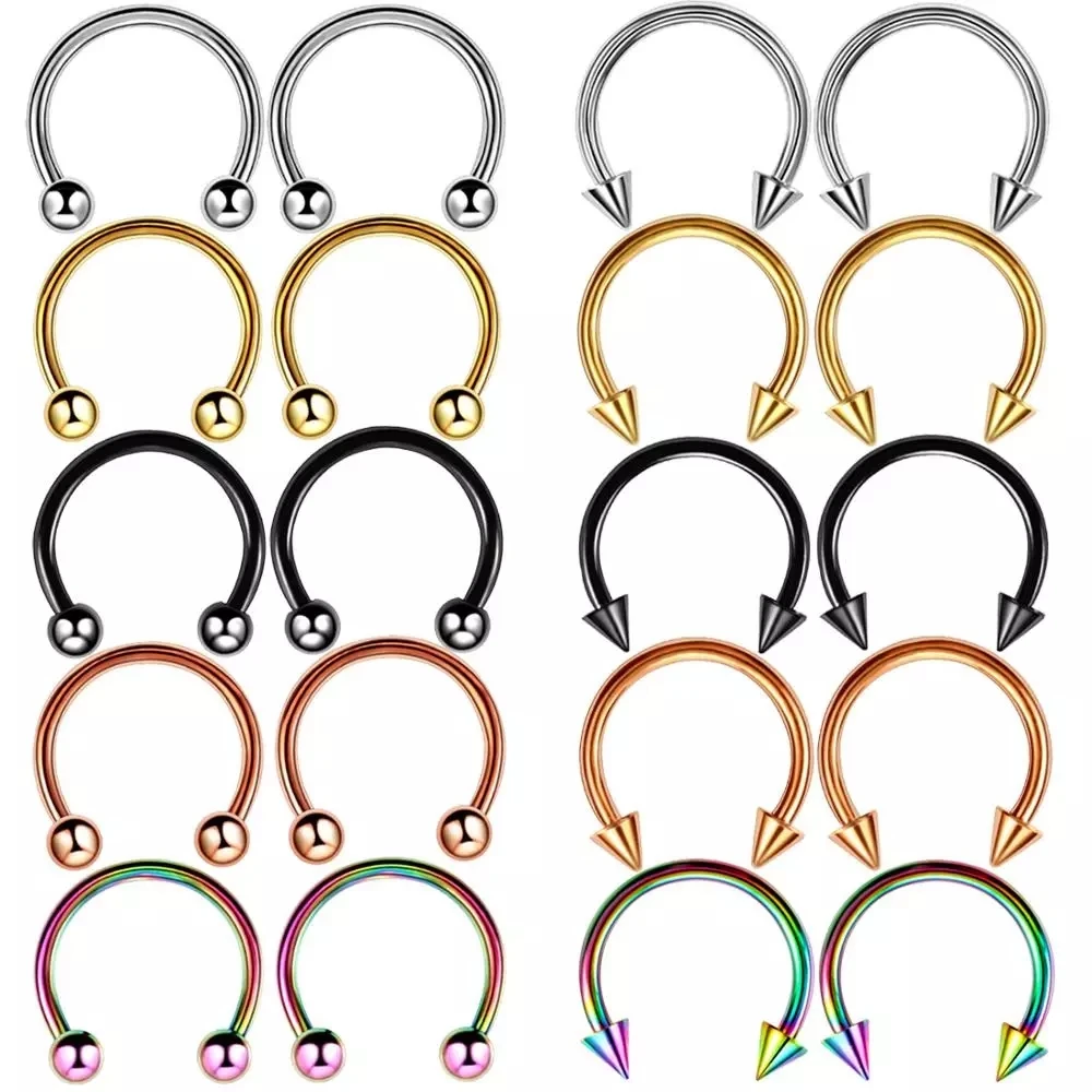 

Stainless Steel Nose Rings Circular Barbell Piercing Horseshoe Rings Body Jewelry Ear Cartilage Tragus Septum Ring