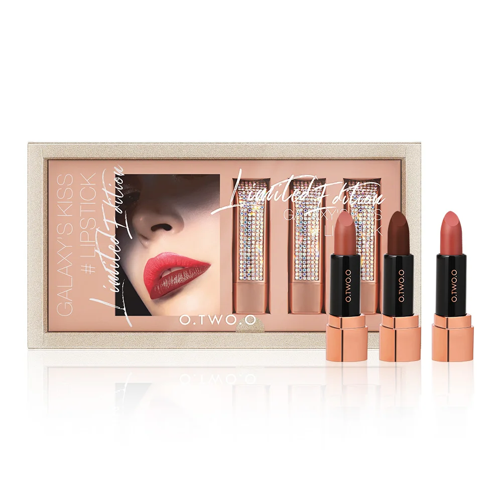 O.TWO.O LE002 galaxy's kiss lipstick set matte 3 colors set shining gentle elegent lightweight red waterproof lipsticks set
O.TWO.O LE002 galaxy's kiss lipstick set matte 3 colors set shining gentle elegent lightweight red waterproof lipsticks set