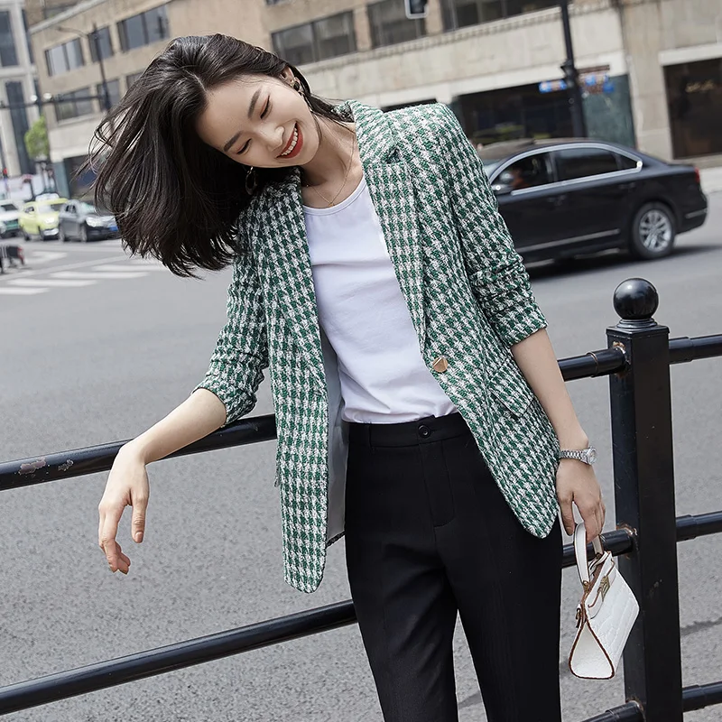 Dealers British Style High-quality Plaid Coat with Pockets for Women Single Button Jacket Fashion houndstooth Outwear Blazer, Black, green
Dealers British Style High-quality Plaid Coat with Pockets for Women Single Button Jacket Fashion houndstooth Outwear Blazer, Black, green