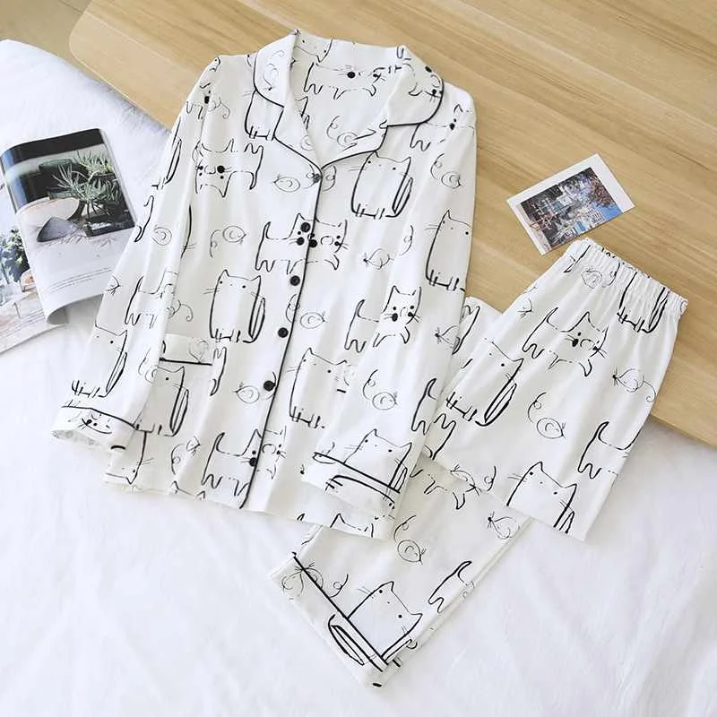 2021 spring and autumn long-sleeved trousers ladies sleepwear two-piece 100% cotton cartoon home service sweet home service suit, White
2021 spring and autumn long-sleeved trousers ladies sleepwear two-piece 100% cotton cartoon home service sweet home service suit, White