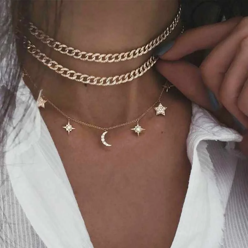 Vintage Moon Star Pendant Necklace For Women Gold Trendy Necklaces Bohemian Chokers Gift Multi Layered Jewelry
Vintage Moon Star Pendant Necklace For Women Gold Trendy Necklaces Bohemian Chokers Gift Multi Layered Jewelry