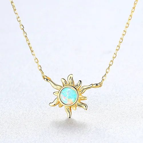 Creative 18K Gold Plated Sun Flower S925 Silver Necklace Luxury 925 Sterling Silver Opal Sun Flower Pendant Necklace
Creative 18K Gold Plated Sun Flower S925 Silver Necklace Luxury 925 Sterling Silver Opal Sun Flower Pendant Necklace