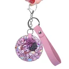 Bling bling Small mirror water diamond car key chain cosmetic mirror key leather ring package pendant gift