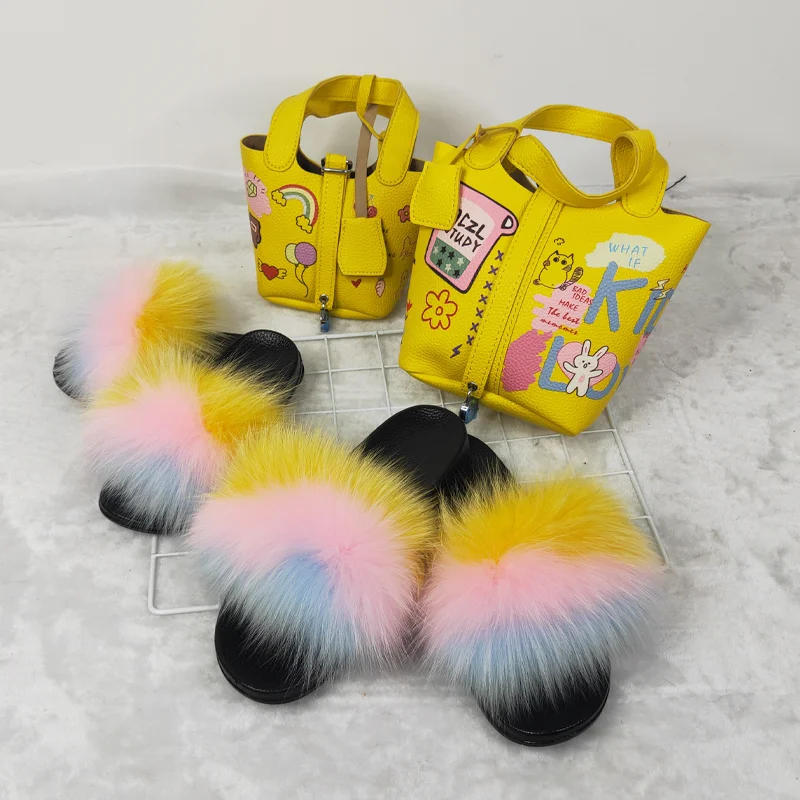 Qxtx26 Fashion Color Matching Fur Slides With Print Purse Set For Women And Little Girls
Qxtx26 Fashion Color Matching Fur Slides With Print Purse Set For Women And Little Girls