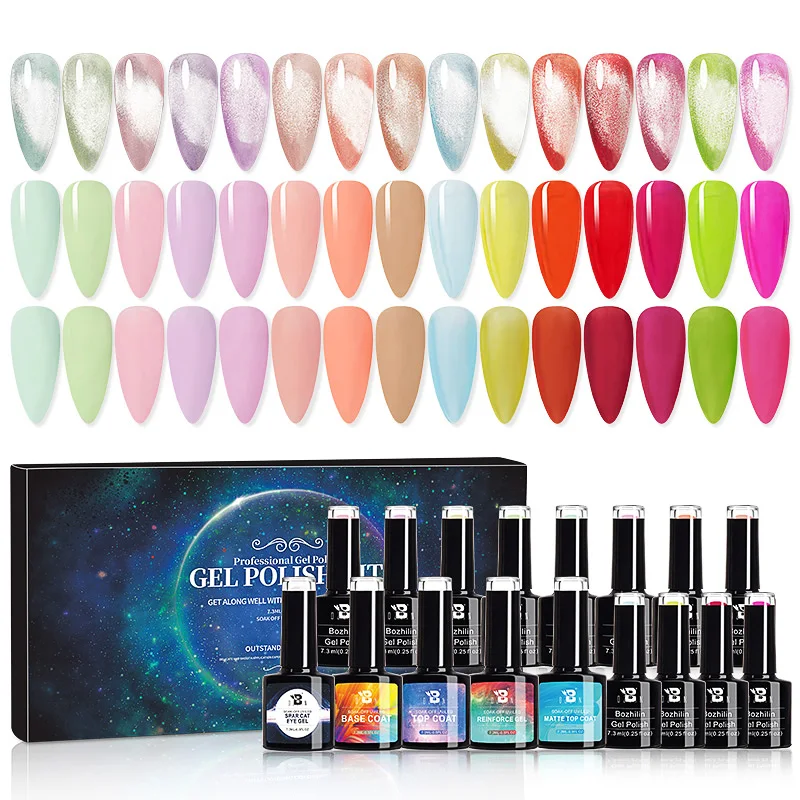 Wholesale Nail Art Salon Soak Off 7.3ml 18 Colors Uv Nail Polish Set Cat Eye Gel, 1 silver cat eye+17 color gel
Wholesale Nail Art Salon Soak Off 7.3ml 18 Colors Uv Nail Polish Set Cat Eye Gel, 1 silver cat eye+17 color gel
