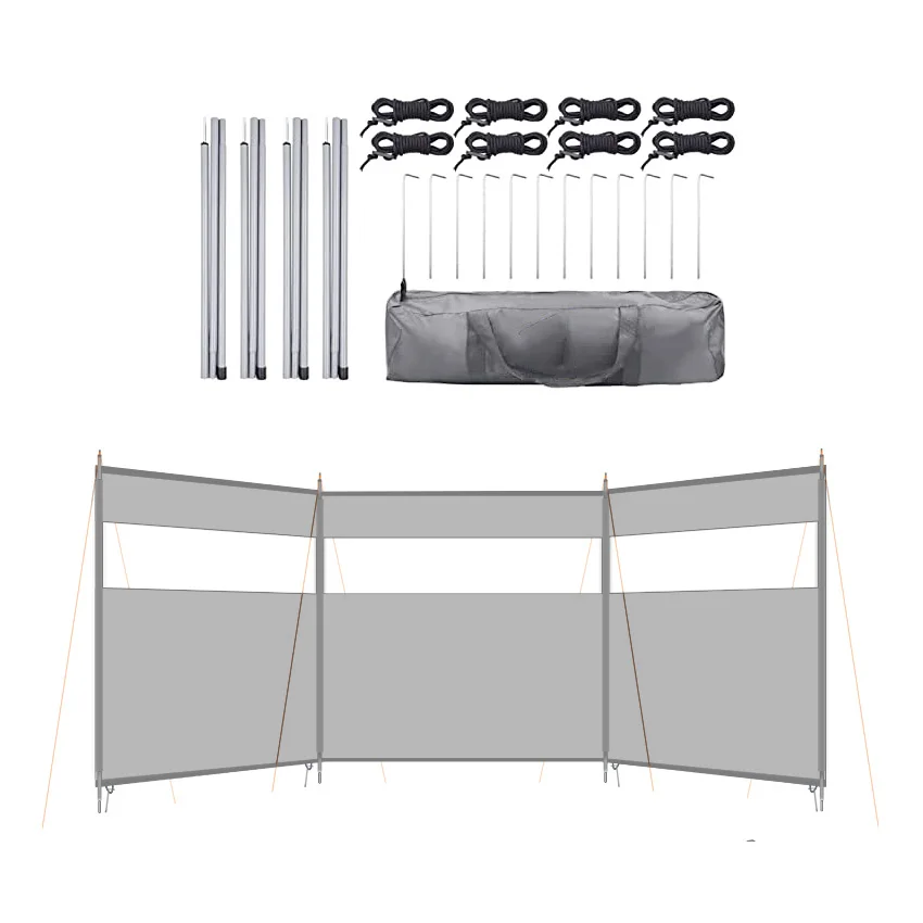 Outdoor hiking upgraded 3 section waterproof reinforcement polyester folding PVC beach tent wind screen camping windbreaker, Customized color
Outdoor hiking upgraded 3 section waterproof reinforcement polyester folding PVC beach tent wind screen camping windbreaker, Customized color