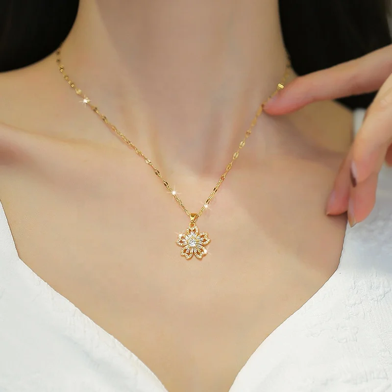 New flowers full of zircon jewelry stainless steel necklace design of women's jewelry
New flowers full of zircon jewelry stainless steel necklace design of women's jewelry