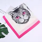 China Factory High Quality Wholesale Animal Cat Print Square Scarf Silk