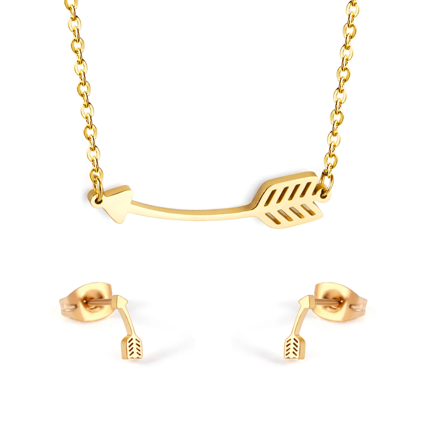 Arrow Jewelry Sets Custom Jewelry Necklace Gold Chain Silver/Gold Studs Earrings Jewelry Sets, Gold/silver available
Arrow Jewelry Sets Custom Jewelry Necklace Gold Chain Silver/Gold Studs Earrings Jewelry Sets, Gold/silver available