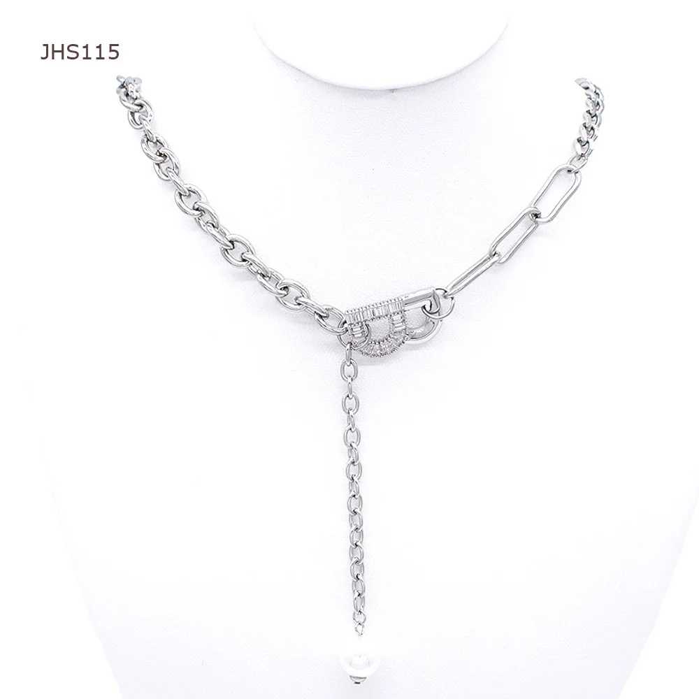 JHS115 Curb Cuban Zircon Alphabet B Pearl Pendant Necklace Chain Silver Stainless Steel Necklace Women
JHS115 Curb Cuban Zircon Alphabet B Pearl Pendant Necklace Chain Silver Stainless Steel Necklace Women