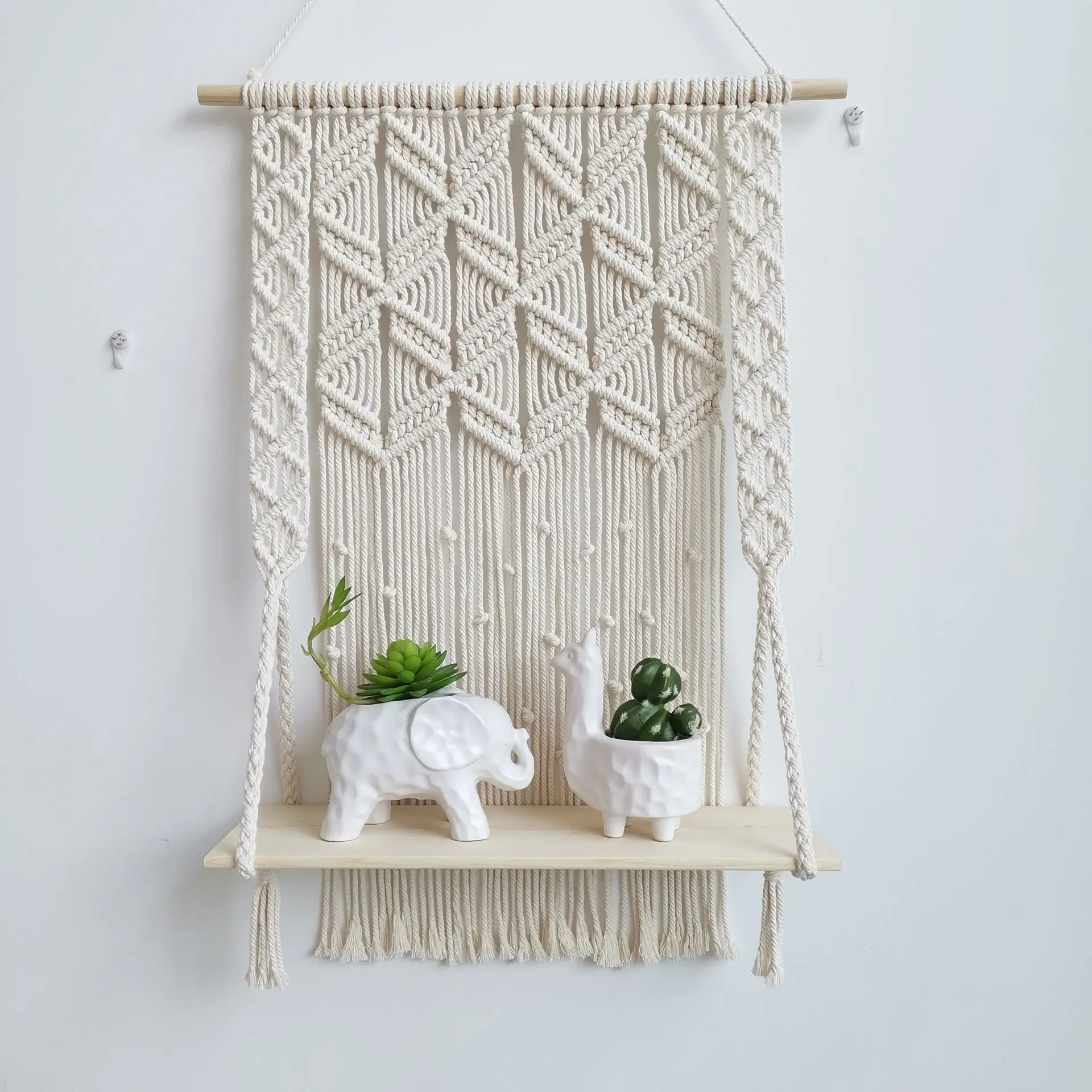Newest Wooden Macrame Wall Hanging Shelf Boho Decor, Rope Plant Flower Hanger Pot Holder, Beige
Newest Wooden Macrame Wall Hanging Shelf Boho Decor, Rope Plant Flower Hanger Pot Holder, Beige
