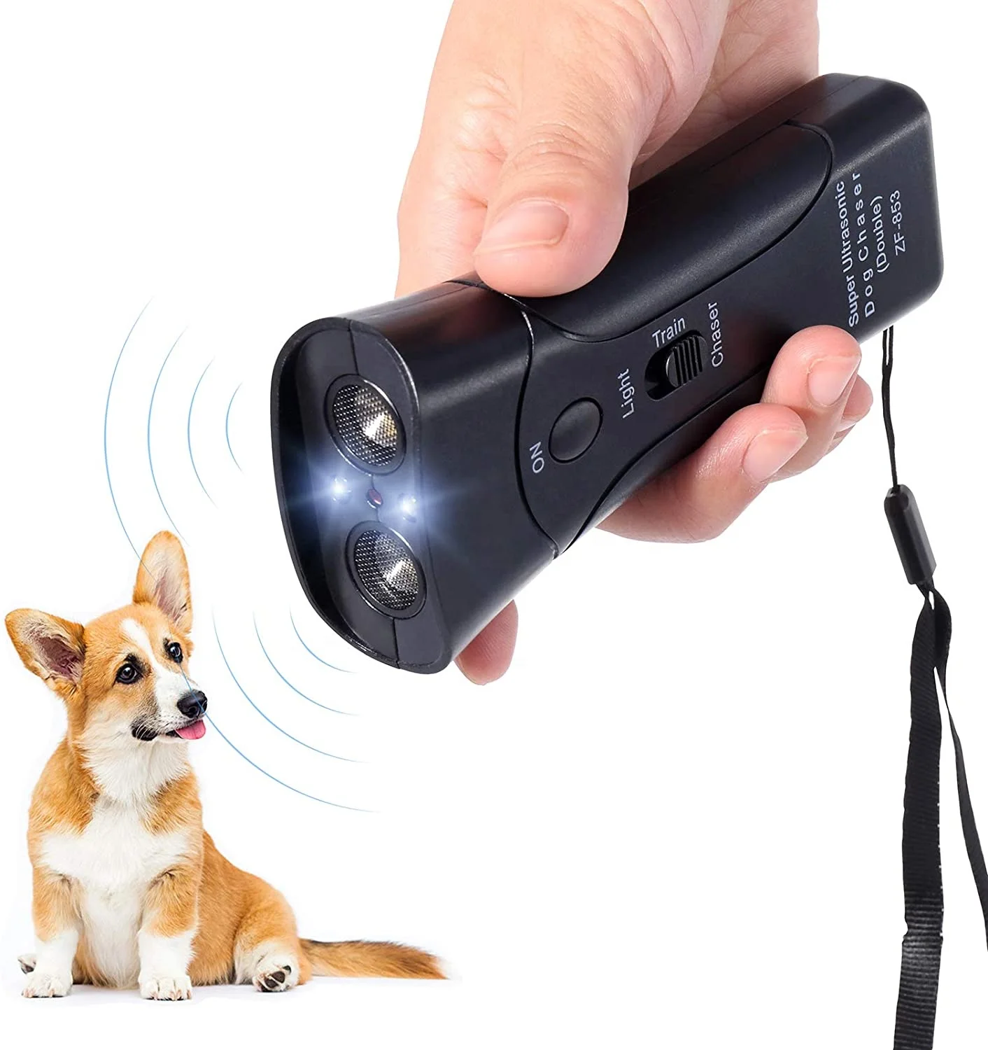 

Handheld Double Lamp Anti Barking Stop Bark Dog Trainer Ultrasonic Dog Repeller And Trainer Device No Barking Collar