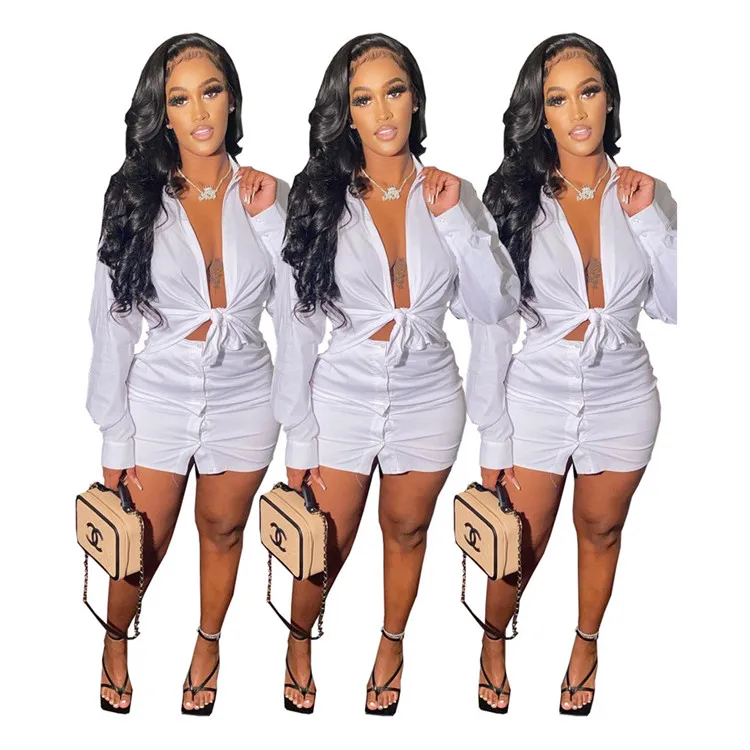 Women Long Sleeve Bodycon Shirt Crop Top Outfits White Skinny Matching Set 2021 Ladies Sexy Clubwear 2 Two Piece Sets Slim, As picture
Women Long Sleeve Bodycon Shirt Crop Top Outfits White Skinny Matching Set 2021 Ladies Sexy Clubwear 2 Two Piece Sets Slim, As picture