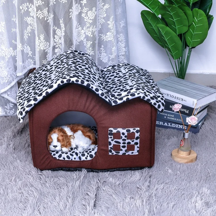 Leopard print washable modern house-shaped pet bed detachable animal cat and dog bed for sale Double roof spotted house
Leopard print washable modern house-shaped pet bed detachable animal cat and dog bed for sale Double roof spotted house
