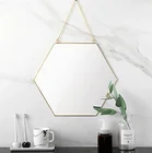Modern Luxury Hotel Bathroom Mirrors Decorative Antique Gold Hexagon Mirrors Decor Wall On Sale