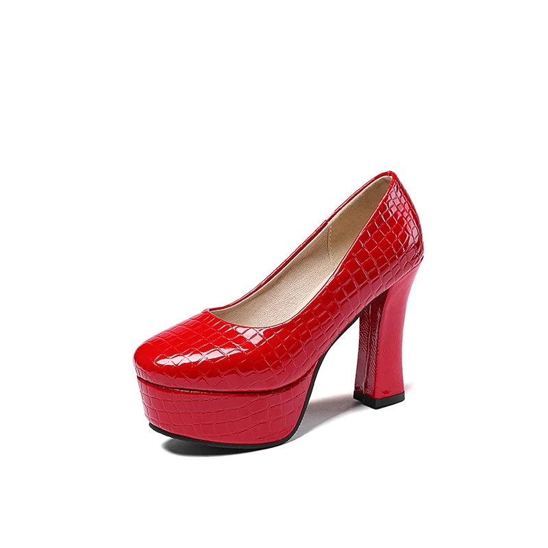 Lady's Grace Fashion Alligator Pattern Waterproof Platform Red Wedding High Heels, Black/white/red
Lady's Grace Fashion Alligator Pattern Waterproof Platform Red Wedding High Heels, Black/white/red