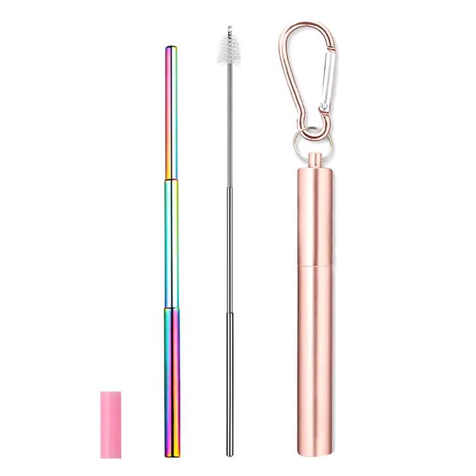 Telescopic Stainless Steel Straws Reusable Collapsible 304 Drinking Straw With Metal Case And Cleaning Brush, Silver/blue/red/black/rose gold/gold
Telescopic Stainless Steel Straws Reusable Collapsible 304 Drinking Straw With Metal Case And Cleaning Brush, Silver/blue/red/black/rose gold/gold