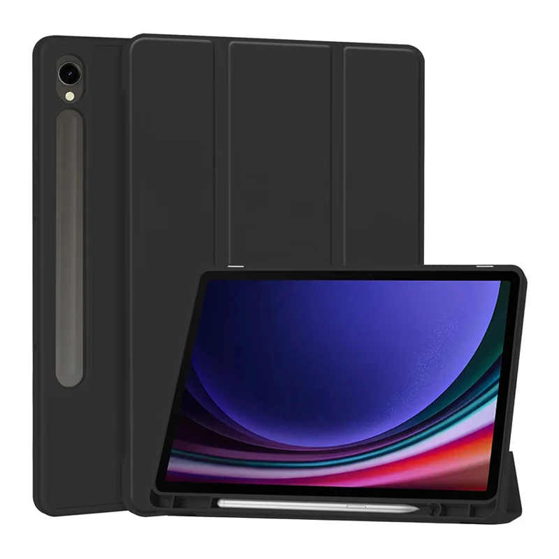 

Pen Holder Soft Shell Tri-fold Stand Folio Cover Leather TPU Tablet Case For Samsung Galaxy Tab S9 11 Inch 2023