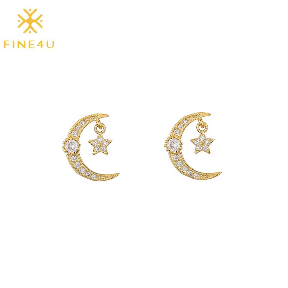 Popular women earring brass 925 silver needles gold cubic zircon stud star moon earrings
Popular women earring brass 925 silver needles gold cubic zircon stud star moon earrings