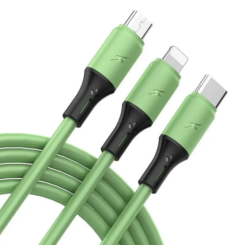 New Material 3 In 1 Bendable Liquid Silicone Fast Charging Cable For Iphone Lightning Usb Type- C Micro Cord, White
New Material 3 In 1 Bendable Liquid Silicone Fast Charging Cable For Iphone Lightning Usb Type- C Micro Cord, White