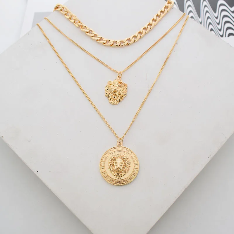 European and American lion head necklace set personality exaggerated popular alloy sweater necklace gift 2020, Gold/sliver
European and American lion head necklace set personality exaggerated popular alloy sweater necklace gift 2020, Gold/sliver