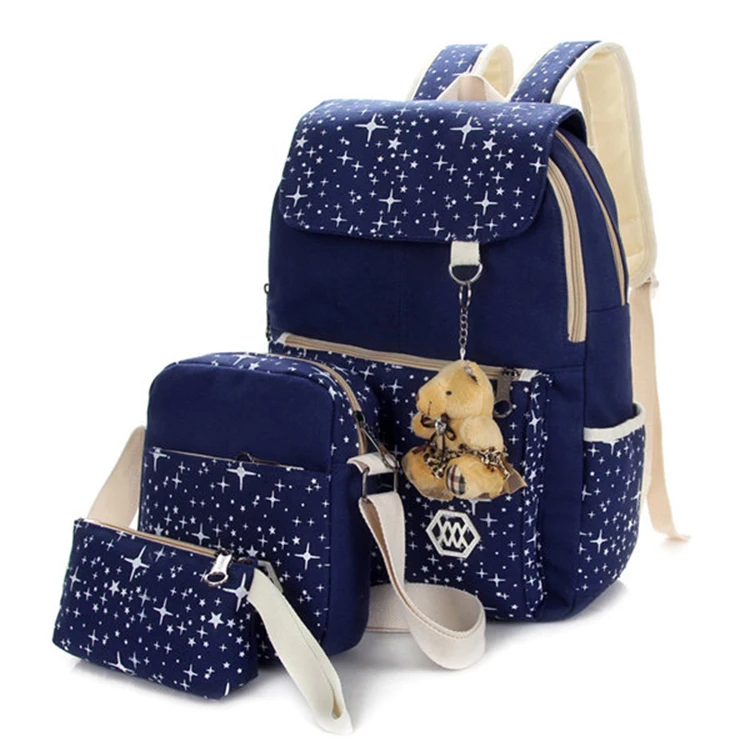 Quanzhou 3pcs casual star print canvas top name brand kids school bag set
Quanzhou 3pcs casual star print canvas top name brand kids school bag set
