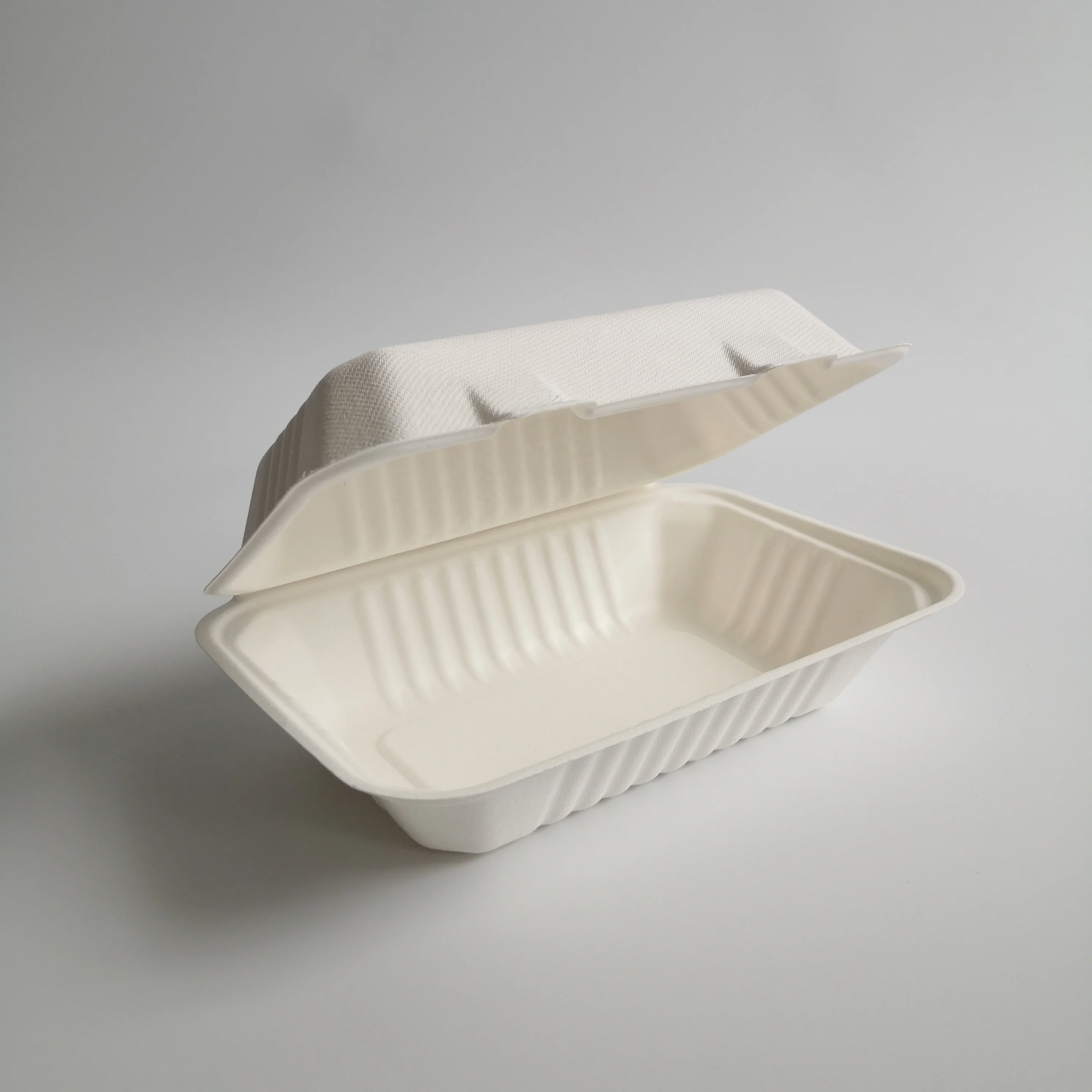 Eco food packaging tableware compostable bagasse clamshell fast food container box, White / light brown
Eco food packaging tableware compostable bagasse clamshell fast food container box, White / light brown