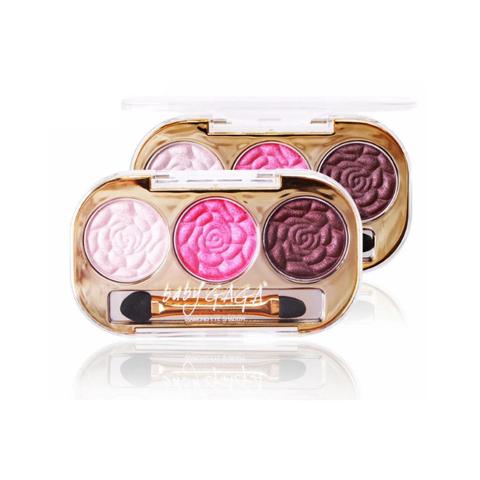 BABY GAGA brand cosmetics 3 color rose eyeshadow palette with brush inside eye shadow palette
BABY GAGA brand cosmetics 3 color rose eyeshadow palette with brush inside eye shadow palette