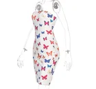 Butterfly Print Sexy Butterfly Strapless Print Dress