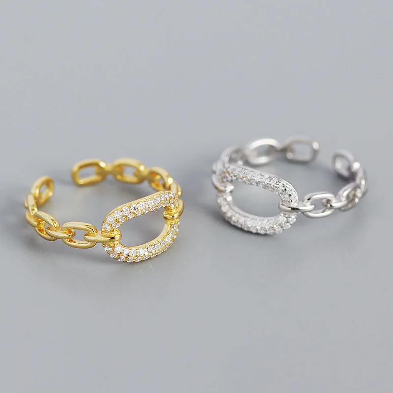 2020 fashion sterling silver open mouth link chain hollow cubic zircon women ring, White gold/gold
2020 fashion sterling silver open mouth link chain hollow cubic zircon women ring, White gold/gold