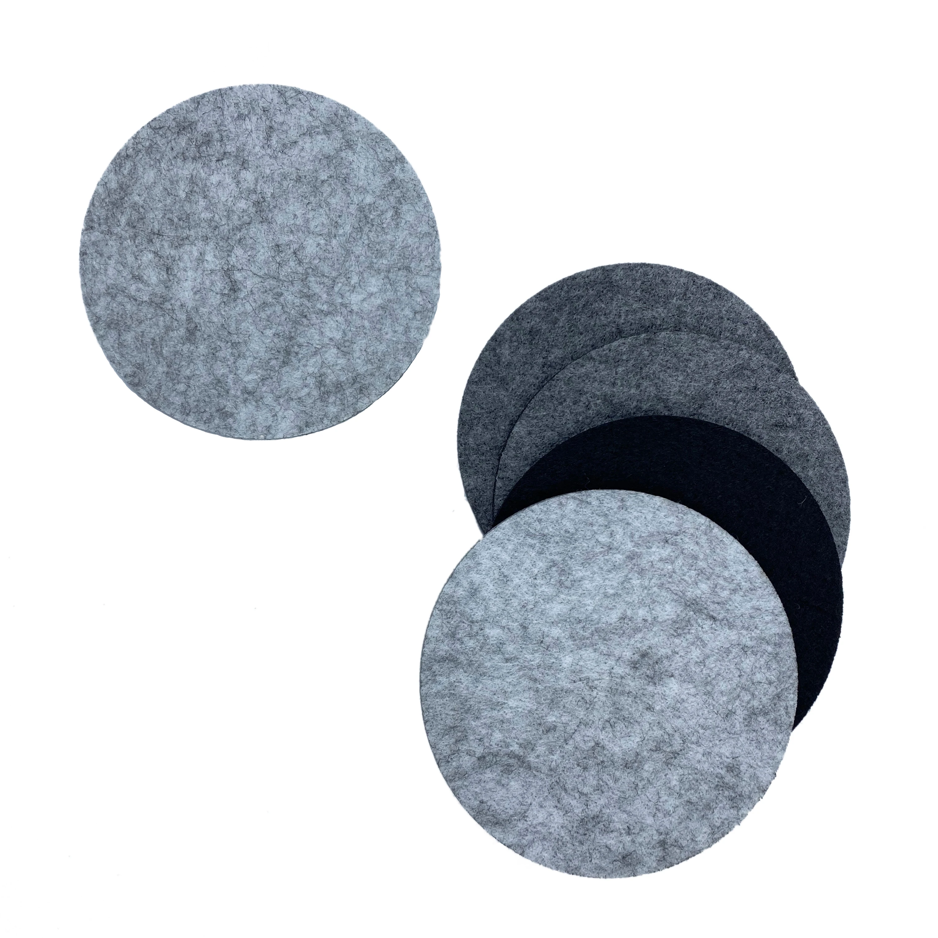 

Custom Size 12 pieces felt drink Coaster Set Black 5mm Thickness Round Table Coaster With Holder, Customized color