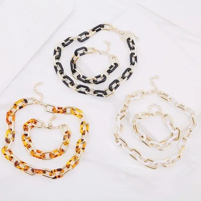 European Creative Design Acrylic Stitching Link Chain Bracelets Resin Metal Chunky Chain Necklaces
European Creative Design Acrylic Stitching Link Chain Bracelets Resin Metal Chunky Chain Necklaces