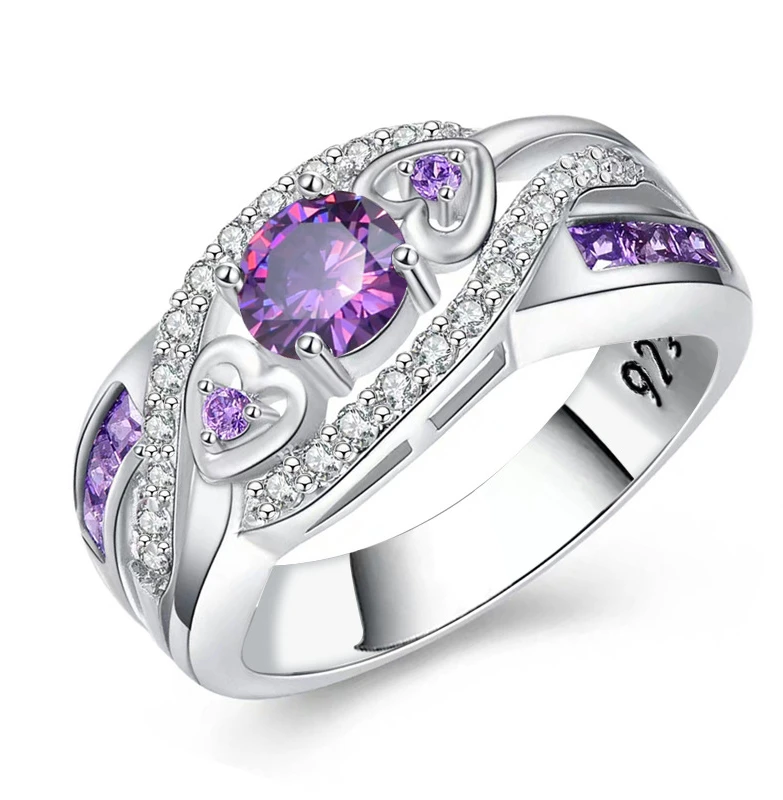 Hot style Purple Diamond Love Ring Four-Claw Zircon Wedding Ring Lady 
Hot style Purple Diamond Love Ring Four-Claw Zircon Wedding Ring Lady
