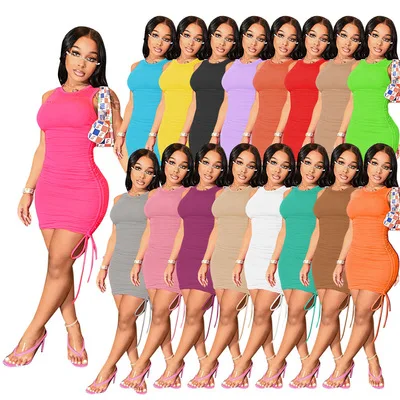 2021 New Fashion Women Solid Stacked Casual Dresses Ladies Sleeveless Drawstring Bodycon Short Dress
2021 New Fashion Women Solid Stacked Casual Dresses Ladies Sleeveless Drawstring Bodycon Short Dress