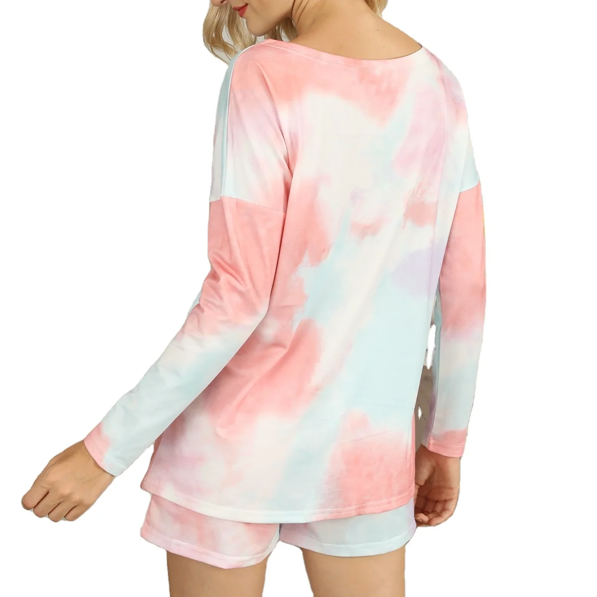 Autumn women's fashion new pajamas tie-dye drawstring home dress long sleeve shorts suit
Autumn women's fashion new pajamas tie-dye drawstring home dress long sleeve shorts suit