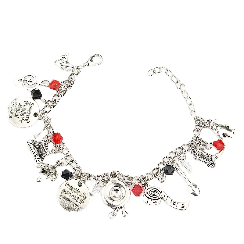 Fashion Mary Poppins Inspired Bracelet Practically Perfect In Every Way Hat Umbrella Shoes Charm Bracelets