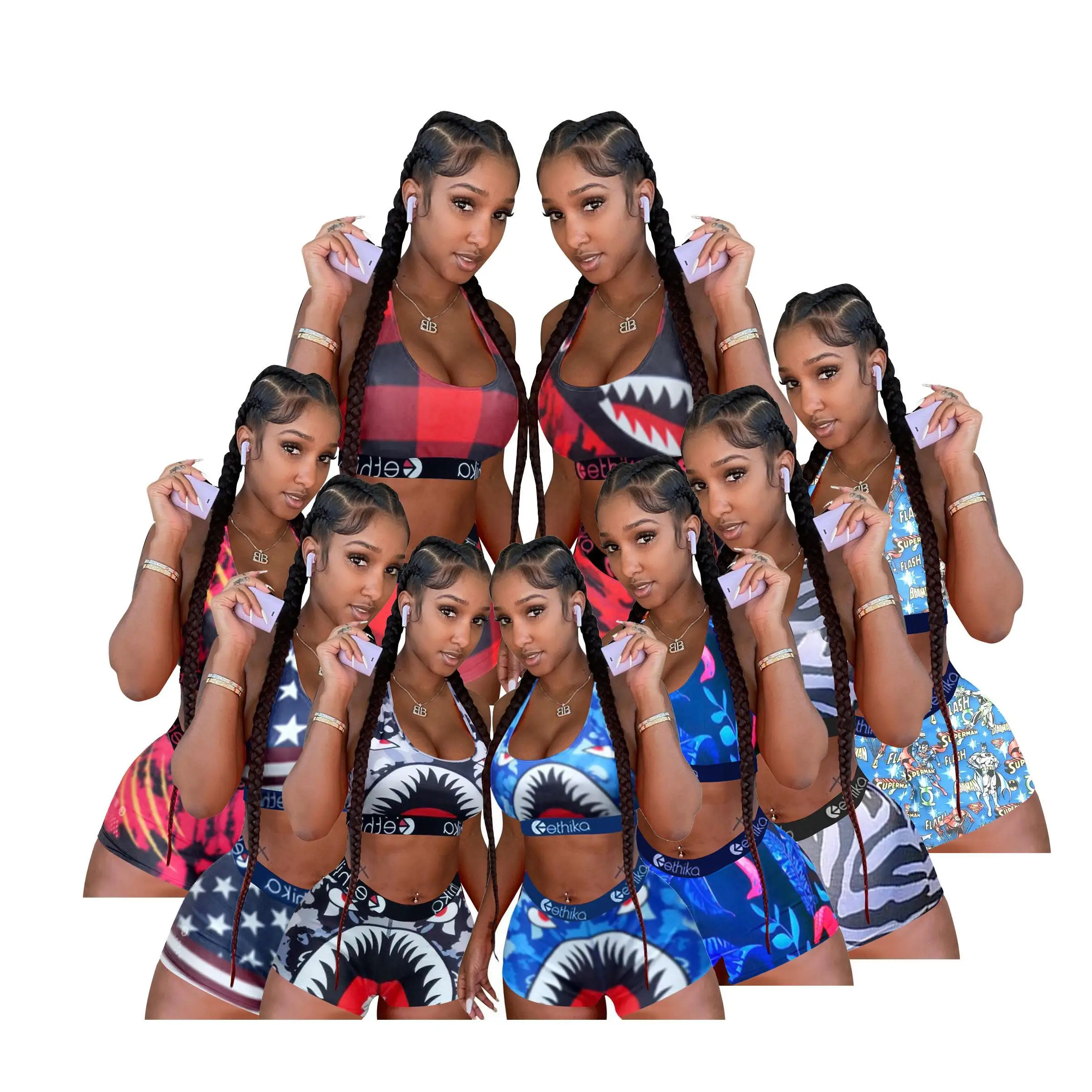 2021 Women Breathable Two Piece Sport Jogging Set Clothing Women Fitness Printed bodycon Vest Shorts 2 Piece Set for Biker
2021 Women Breathable Two Piece Sport Jogging Set Clothing Women Fitness Printed bodycon Vest Shorts 2 Piece Set for Biker