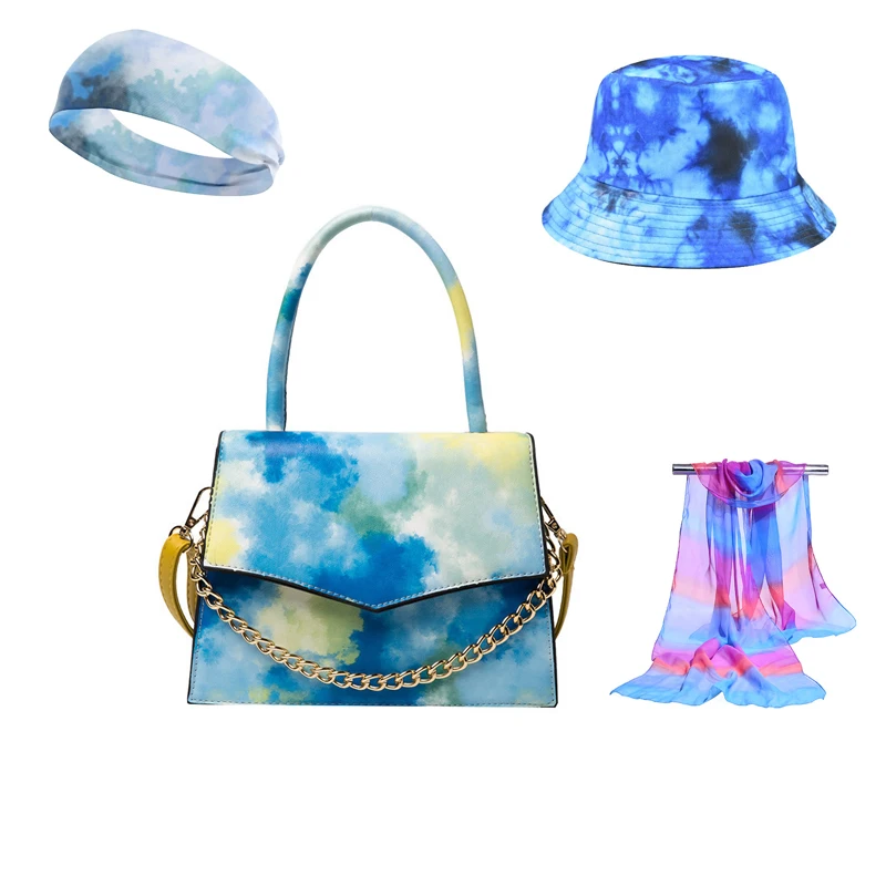 Wholesale ladies silk scarf hair band colorful women shoulder crossbody chain bags bucket hat and purse set, 9colors
Wholesale ladies silk scarf hair band colorful women shoulder crossbody chain bags bucket hat and purse set, 9colors