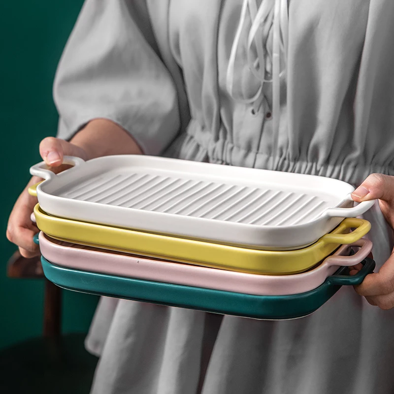 Nordic creative home goods baking plate dish kitchenware porcelain baking tray, Customized color
Nordic creative home goods baking plate dish kitchenware porcelain baking tray, Customized color