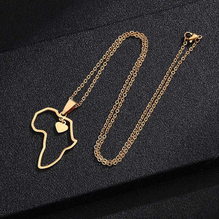 18K Gold Plated Heart Charm Africa Map Pendant Necklace Stainless Steel Map Of Africa Necklace, Picture
18K Gold Plated Heart Charm Africa Map Pendant Necklace Stainless Steel Map Of Africa Necklace, Picture