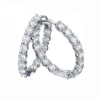 Hoop Earring Ladies Schmuck Round Cut Inside Outside Bling 925 Silver Circle Hoop Earring Women