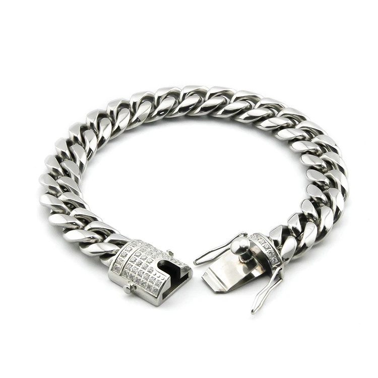 New Fashion High Quality Hip Hop Punk chain Stainless Steel Cuban Chain Men's round Bracelet, Silver color
New Fashion High Quality Hip Hop Punk chain Stainless Steel Cuban Chain Men's round Bracelet, Silver color