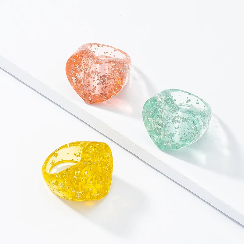 European Style Statement Colorful Transparent Heart Rings Sweet Multi Colors Resin Acrylic Heart Rings For Ladies Gift
European Style Statement Colorful Transparent Heart Rings Sweet Multi Colors Resin Acrylic Heart Rings For Ladies Gift