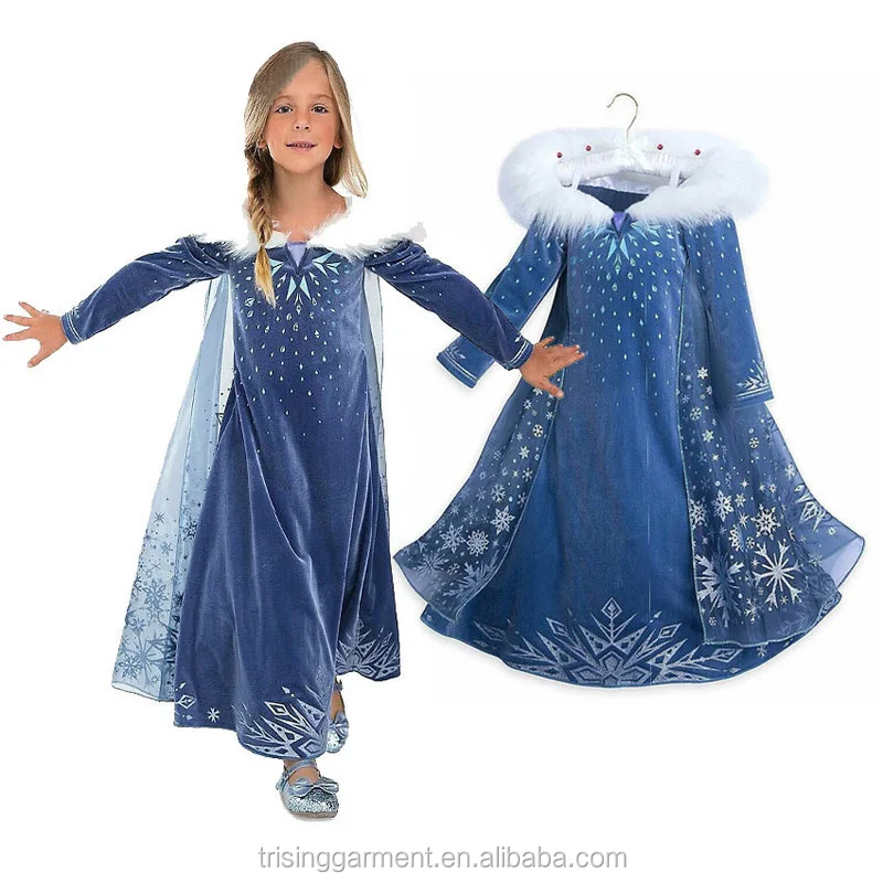 Girl Dresses in Frozn 2 Cosplay Costume Ice Queen Princess Movie Long Sleeve Blue velvet Elsa Dress
Girl Dresses in Frozn 2 Cosplay Costume Ice Queen Princess Movie Long Sleeve Blue velvet Elsa Dress