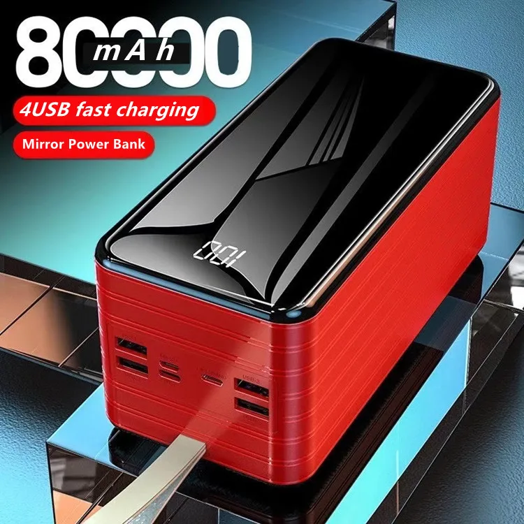 The new 80000mah large capacity power bank 4USB powerk bank with LED lamp Support custom LOGO power bankQuick charge charging t, Black red
The new 80000mah large capacity power bank 4USB powerk bank with LED lamp Support custom LOGO power bankQuick charge charging t, Black red