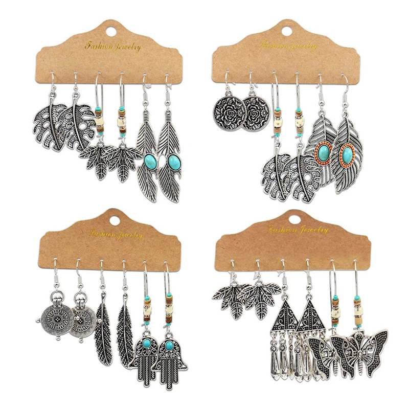 New Arrive Bohemian Earrings Leaf Butterfly Cion Women Fashion Earrings Set 3 Pairs/Set Ancient Silver Plated Earrings, As picture
New Arrive Bohemian Earrings Leaf Butterfly Cion Women Fashion Earrings Set 3 Pairs/Set Ancient Silver Plated Earrings, As picture